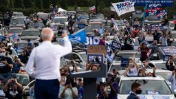 Democratic Presidential Candidate Joe Biden speaks during a voter mobilization event in Atlanta, Georgia, on October 27, 2020. (Photo by JIM WATSON / AFP) (Photo by JIM WATSON/AFP via Getty Images)