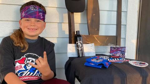 Jaxson Crossland, 8, won the best kids mullet in a nationwide contest.