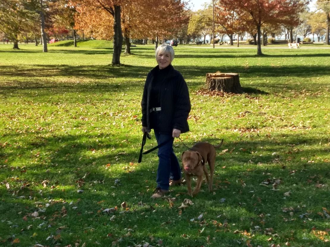 Joan Reidy takes her dog Babygirl on numerous walks  along Lake Erie. 