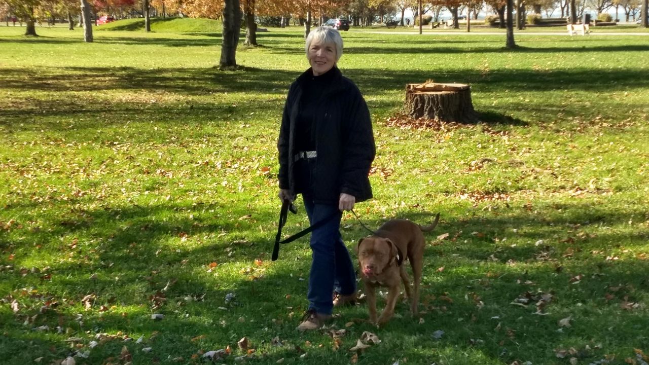 Joan Reidy takes her dog Babygirl on numerous walks  along Lake Erie. 