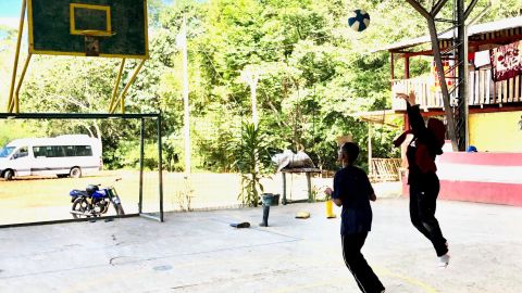 Maryam Al-Sabawi, right, trains with Abdul-Qaadir in an Amazon village in Ecuador while on a humanitarian trip.