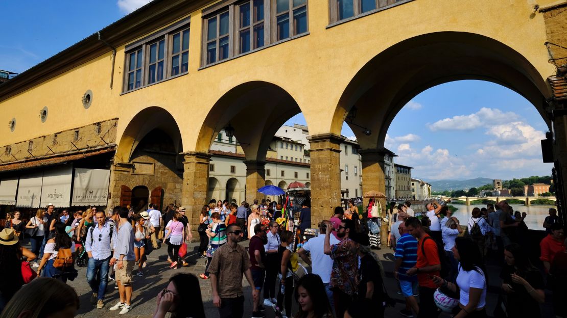Florence and its famous Ponte Vecchio bridge (seen in summer 2018) are usually rammed