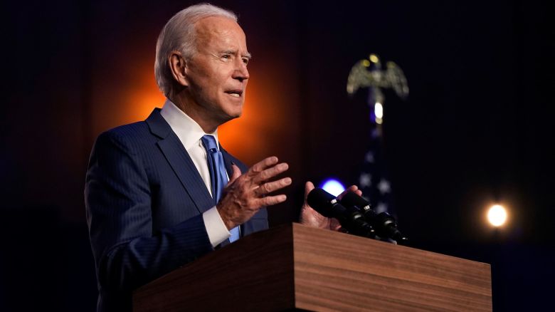 Joe Biden speaks in Wilmington, Delaware, in November 2020. The next day, he became President-elect.