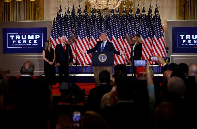 President Donald Trump, speaking from the White House on election night, <a  target="_blank">falsely claimed that he had won the election</a> and that fraud was being committed.