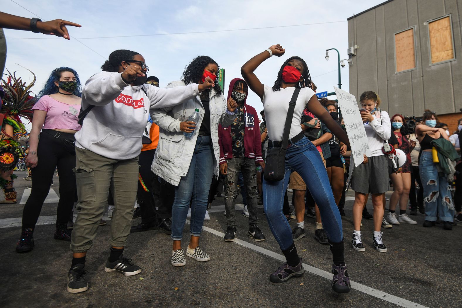 A woman dances in Minneapolis on November 7.