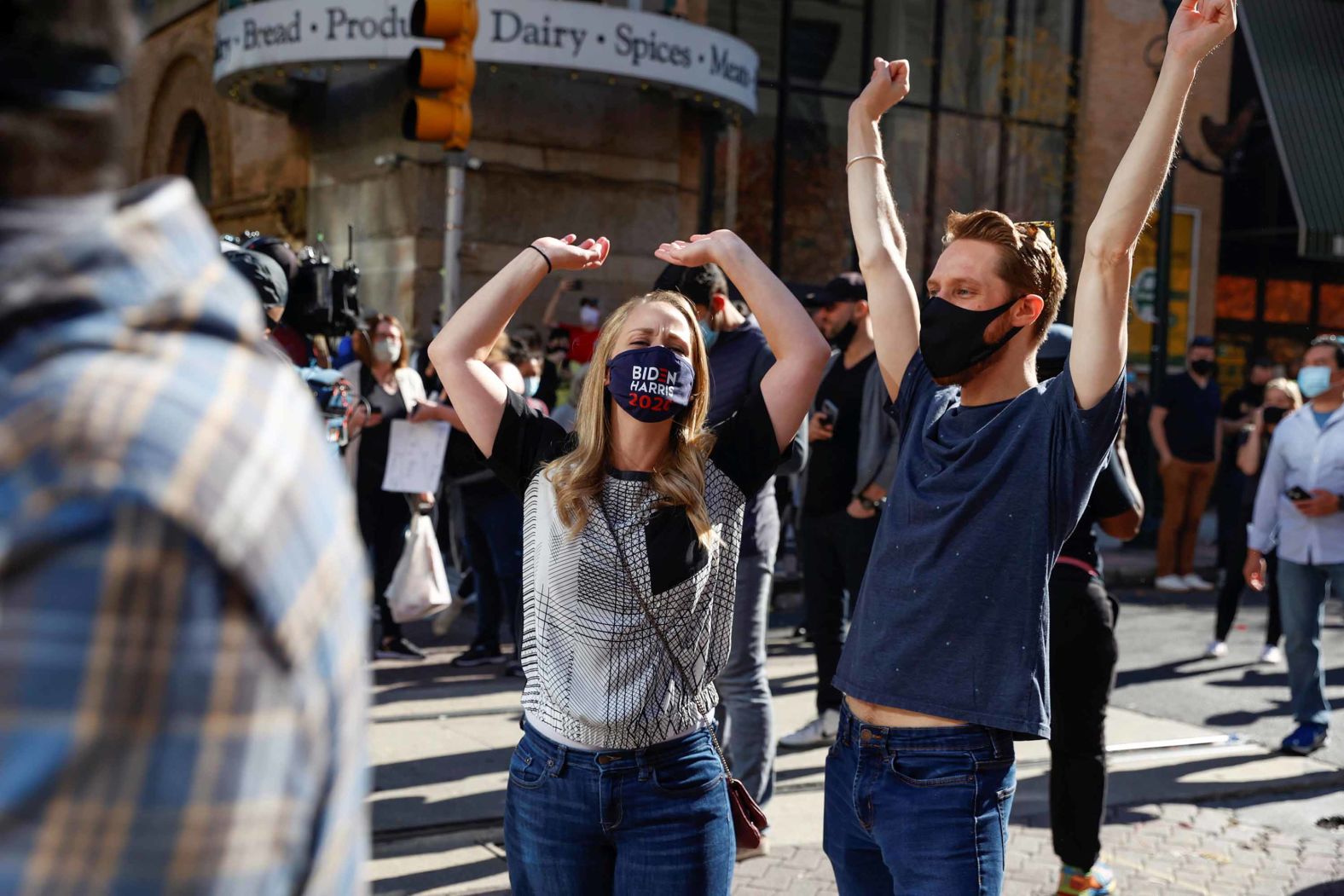 People in Philadelphia celebrate the news.