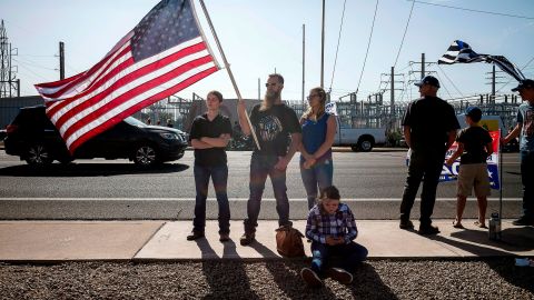Supporters of US President Donald Trump demonstrate in front of the Maricopa County Election Department in Phoenix, on November 7, 2020.