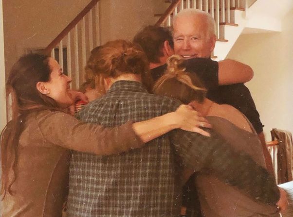 Biden is embraced by family members in this photo <a href="index.php?page=&url=https%3A%2F%2Ftwitter.com%2FNaomiBiden%2Fstatus%2F1325190941058113536" target="_blank" target="_blank">that was tweeted</a> by his granddaughter Naomi. It was captioned "11.07.20" -- the date the race was called.