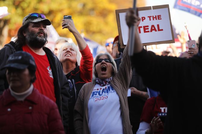 Trump supporters gather at the State Capitol in Harrisburg, Pennsylvania.
