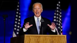 President-elect Joe Biden speaks Saturday, Nov. 7, 2020, in Wilmington, Del. (AP Photo/Andrew Harnik)