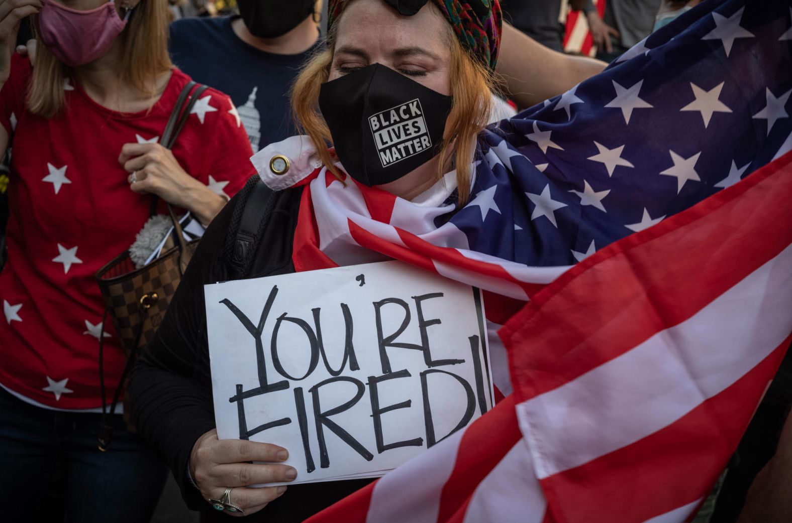 A woman holds a message for the President during celebrations in Washington, DC.