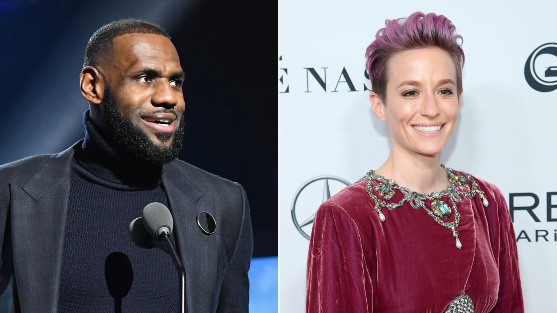 LA Lakers star LeBron James and USWNT co-captain Megan Rapinoe.