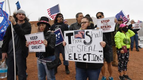 Supporters of President Donald Trump protest outside the Clark County Election Department on November 7 in Nevada. 