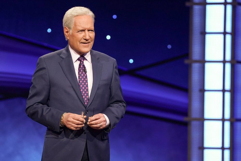 Trebek smiles during a taping of "Jeopardy!" in December 2019.