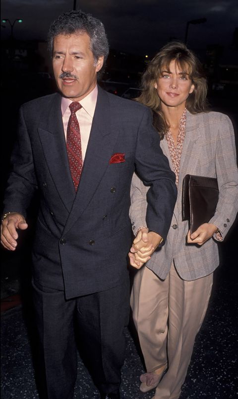 Alex Trebek and Jean Currivan attend the opening of "Jackie Mason: Brand New" in May 1990 at the Henry Fonda Theater in Hollywood, California. Trebek and Currivan married in 1990.