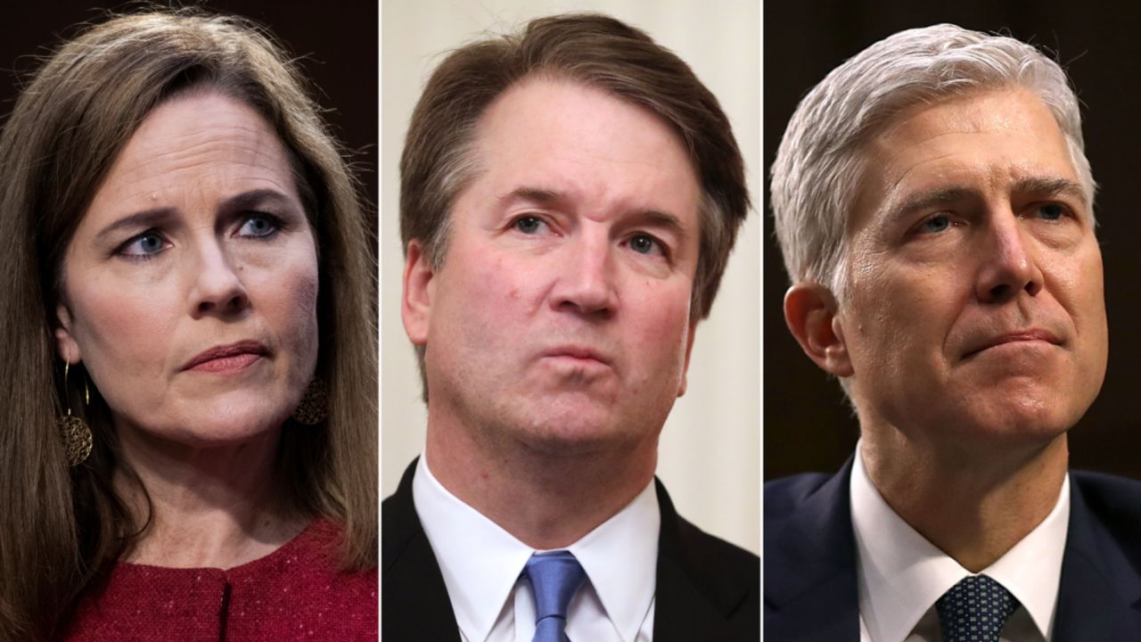 Justices Amy Coney Barrett, Brett Kavanaugh and Neil Gorsuch