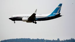 A Boeing 737 MAX airliner piloted by Federal Aviation Administration (FAA) Administrator Steve Dickson lands following an evaluation flight at Boeing Field the in Seattle, Washington, on September 30, 2020. (Photo by Jason Redmond / AFP) (Photo by JASON REDMOND/AFP via Getty Images)