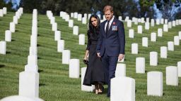 Prince Harry and Meghan recognize Remembrance Sunday at Los Angeles National Cemetery on November 8.