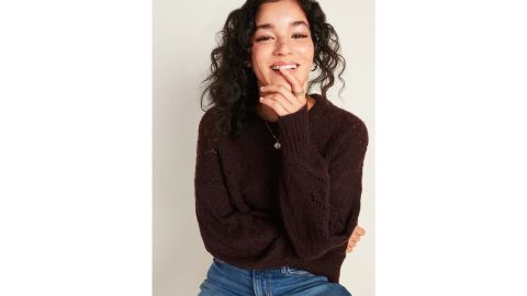 Cozy Pointelle-Knit Crewneck Sweater for Women