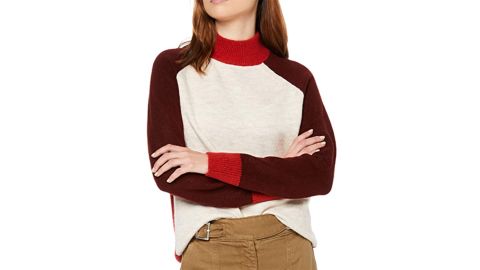 Find Women's Colorblock Contrast Highneck Oversize Sweater