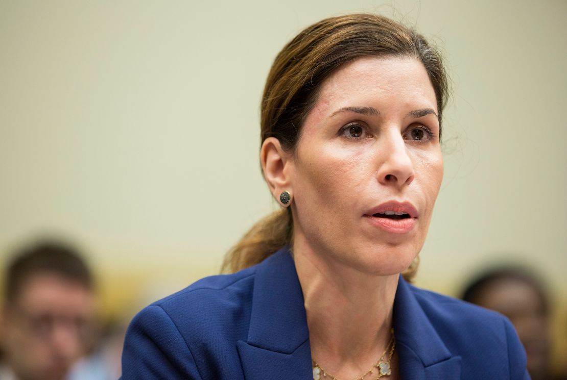 Luciana Borio, director of the Office of Counterterrorism and Emerging Threats, testifies before a House Foreign Affairs Subcommittee hearing on "global efforts to fight Ebola" in Washington on September 17, 2014.