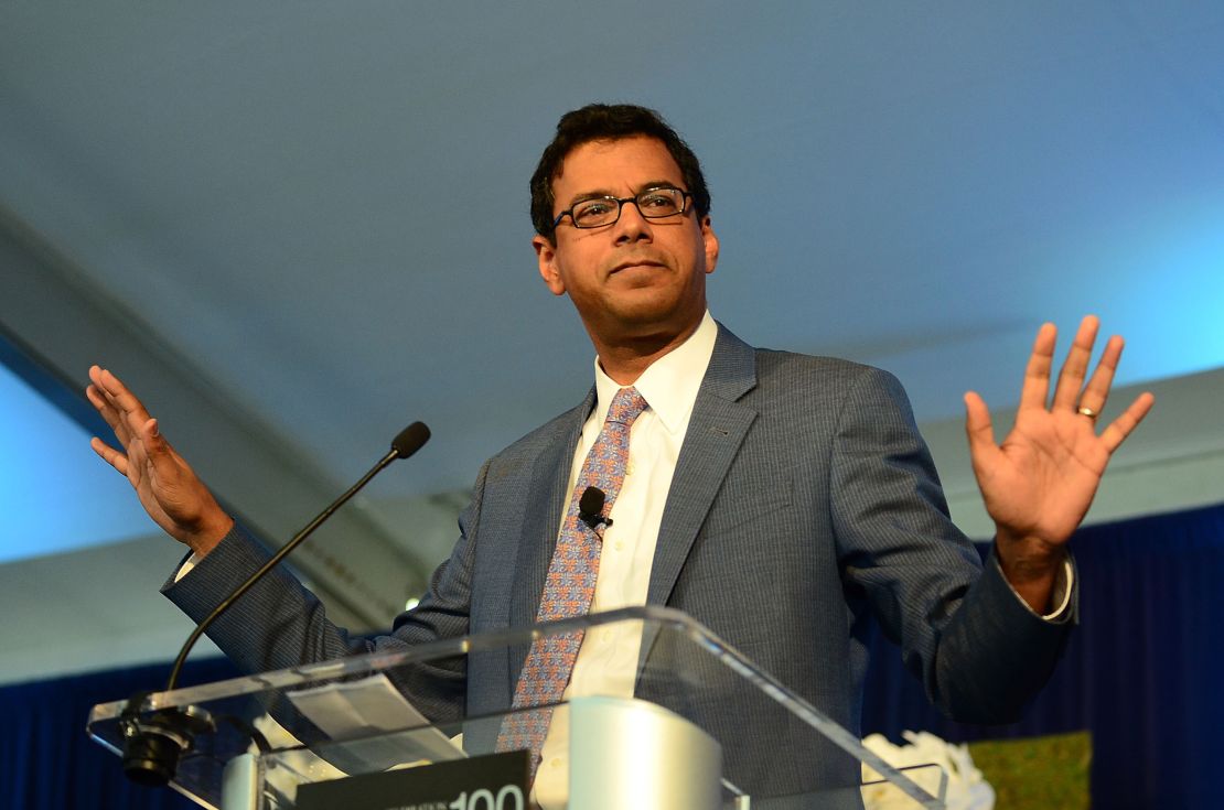 Professor and Dr. Atul Gawande delivers a speech on September 25, 2015, in Danville, Pennsylvania.