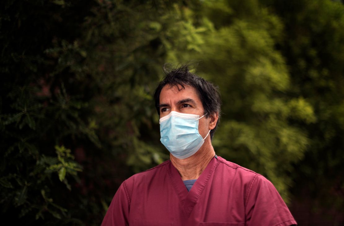 Dr. Robert Rodriguez, an emergency room doctor at San Francisco General Hospital, in front of the hospital in San Francisco on Monday, July 20, 2020.