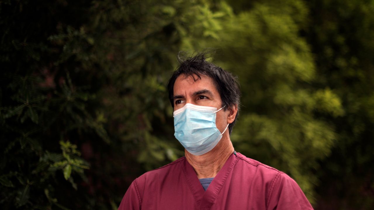 Dr. Robert Rodriguez, an emergency room doctor at San Francisco General Hospital, in front of the hospital in San Francisco on Monday, July 20, 2020.