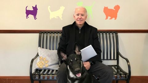 Biden with his adopted dog, Major.