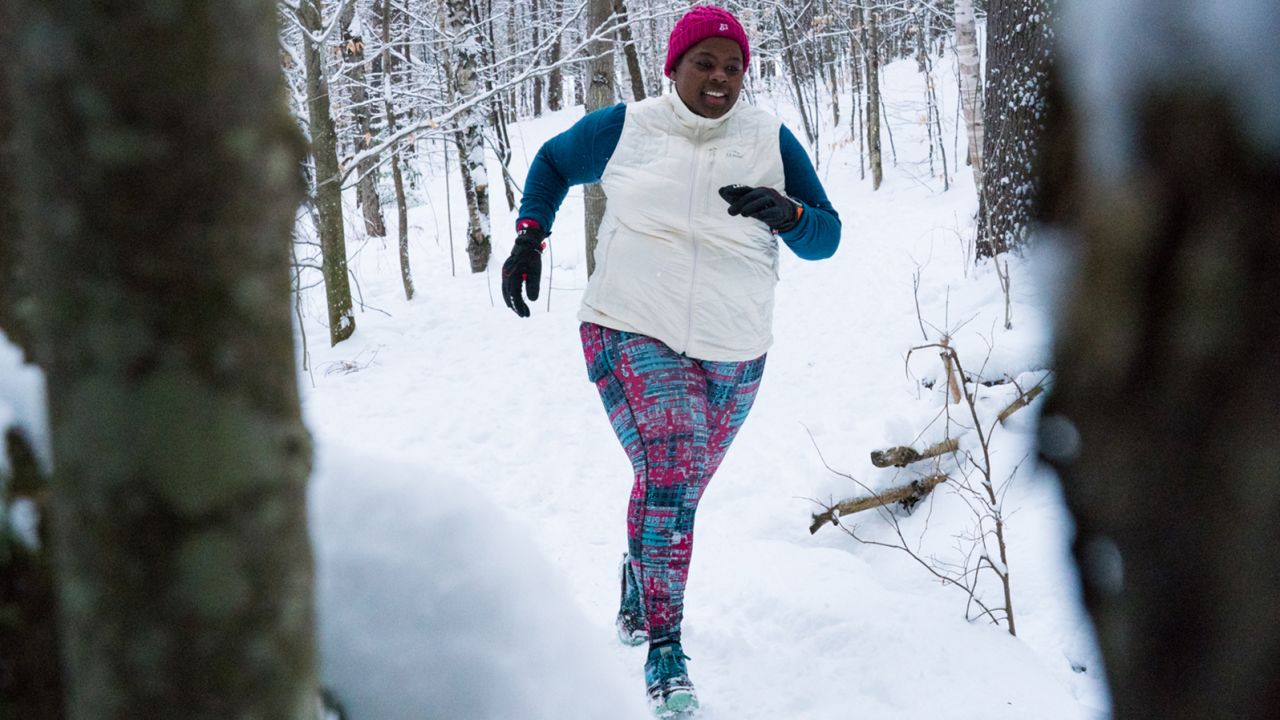 Endurance athlete Mirna Valerio says a good base layer is key to staying warm in fluctuating weather conditions.