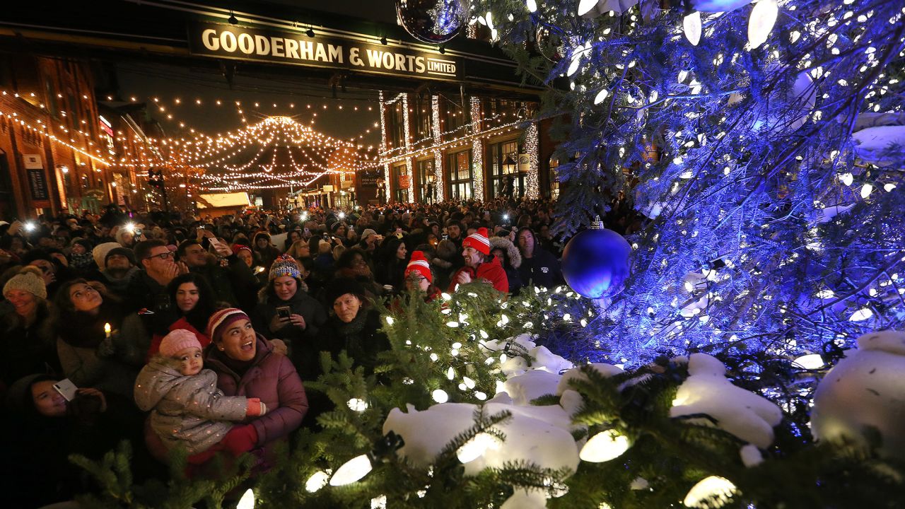 The Christmas tree lighting at Toronto's annual festive market.