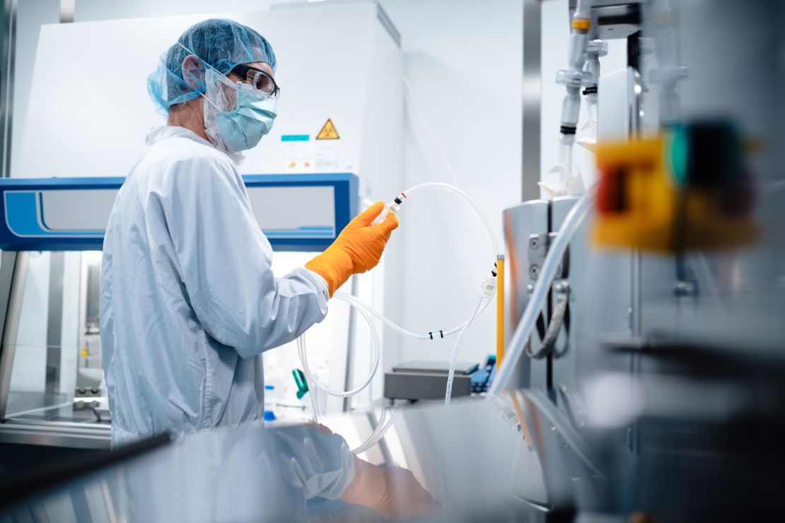 A researcher works inside the German BioNTech laboratory in November. 