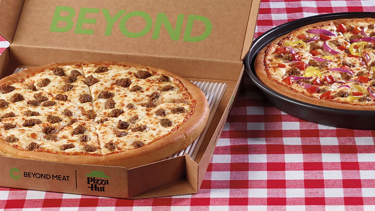 Pizza Hut's Beyond Italian Sausage Pizza and the Great Beyond Pizza.