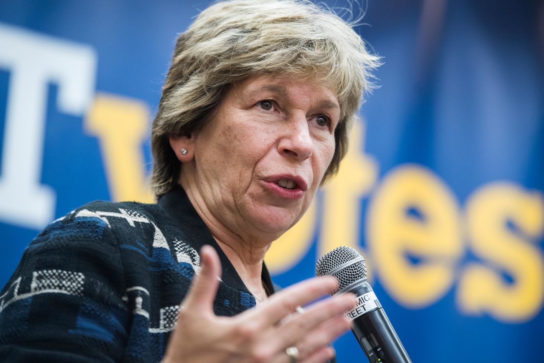 Randi Weingarten, president of the American Federation of Teachers, conducts a town hall on September 19, 2019, in Washington, DC.