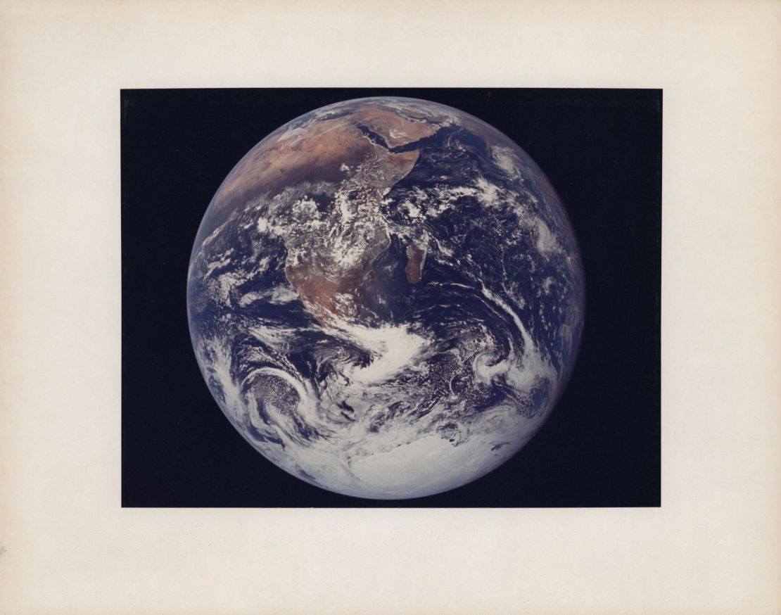 The "Blue Marble," the first fully illuminated photo of Earth taken by a human, in 1972. 