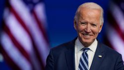 President-elect Joe Biden smiles as he speaks Tuesday, Nov. 10, 2020, at The Queen theater in Wilmington, Del. (AP Photo/Carolyn Kaster)