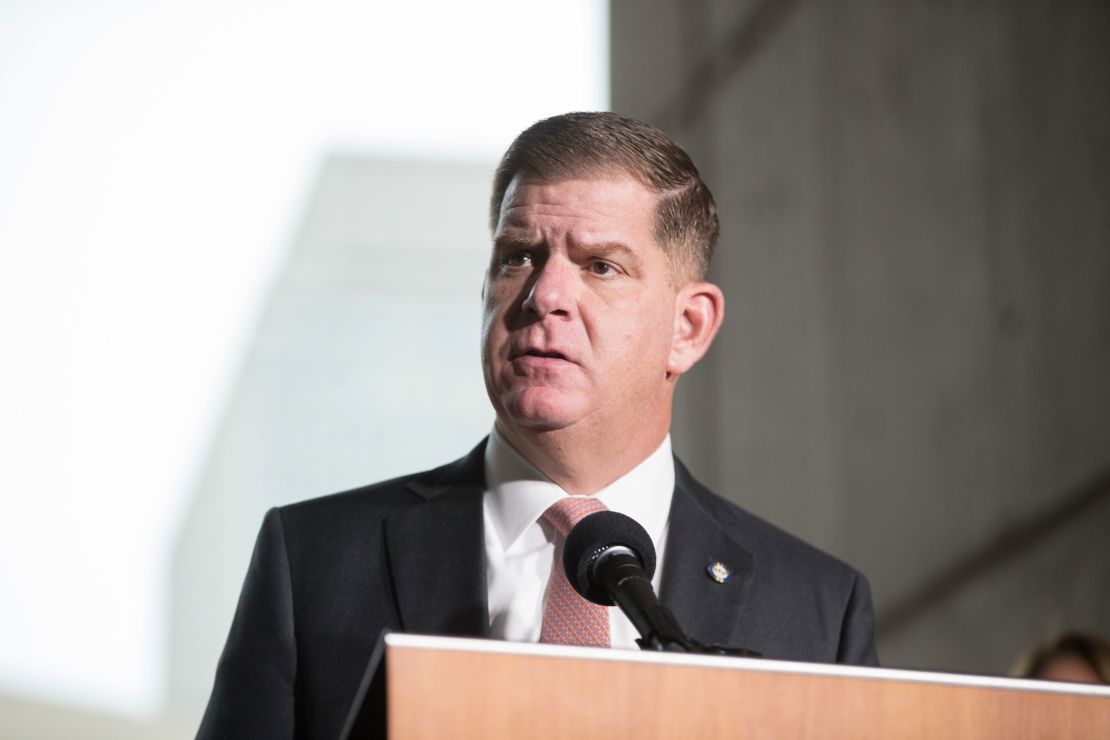 BOSTON, MA - MARCH 13:  Boston Mayor Marty Walsh speaks at a press conference announcing the postponement of the Boston Marathon to September 15th on March 13, 2020 in Boston, Massachusetts.  The postponement is due to concerns over the possible spread of the coronavirus (COVID-19). (Photo by Scott Eisen/Getty Images)