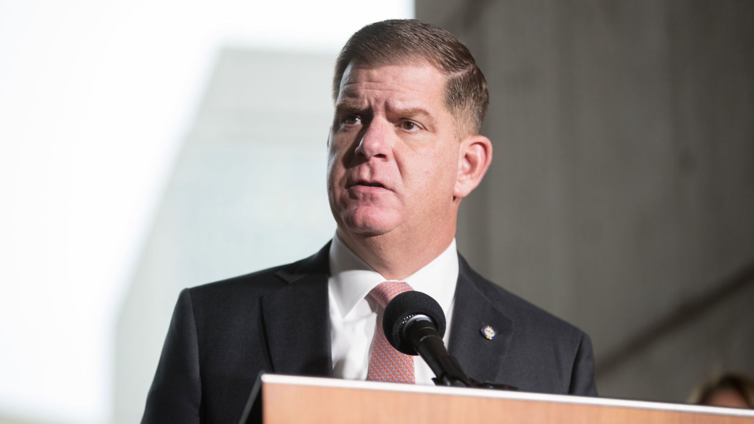  Boston Mayor Marty Walsh speaks at a press conference announcing the postponement of the Boston Marathon to September 15th on March 13, 2020 in Boston, Massachusetts. (Photo by Scott Eisen/Getty Images)