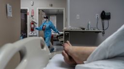 HOUSTON, TX - NOVEMBER 10: (EDITORIAL USE ONLY) A medical staff member walks in the COVID-19 intensive care unit (ICU) at the United Memorial Medical Center (UMMC) on November 10, 2020 in Houston, Texas. According to reports, COVID-19 infections are on the rise in Houston, as the state of Texas has reached over 1,030,000 cases, including over 19,000 deaths.  (Photo by Go Nakamura/Getty Images)