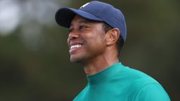 AUGUSTA, GEORGIA - NOVEMBER 09:  Tiger Woods of the United States looks on during a practice round prior to the Masters at Augusta National Golf Club on November 09, 2020 in Augusta, Georgia. (Photo by Jamie Squire/Getty Images)