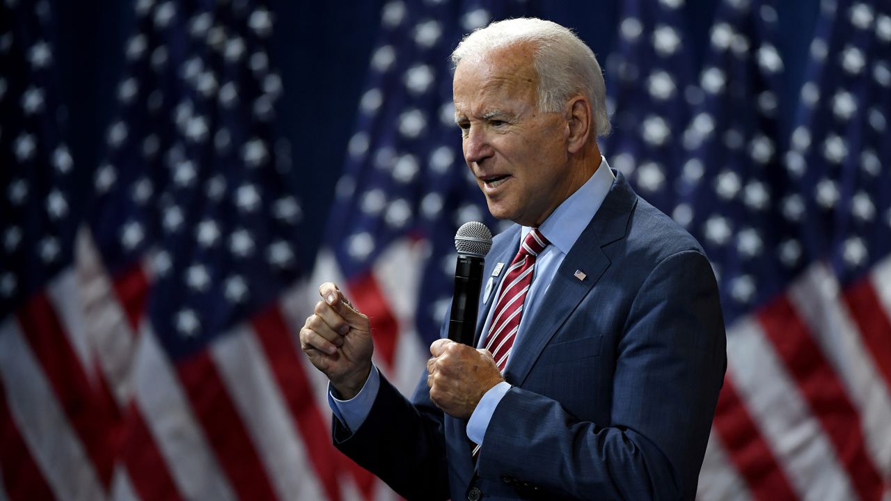 Joe Biden speaks during the 2020 Gun Safety Forum hosted by gun control activist groups Giffords and March for Our Lives at Enclave on October 2, 2019 in Las Vegas.