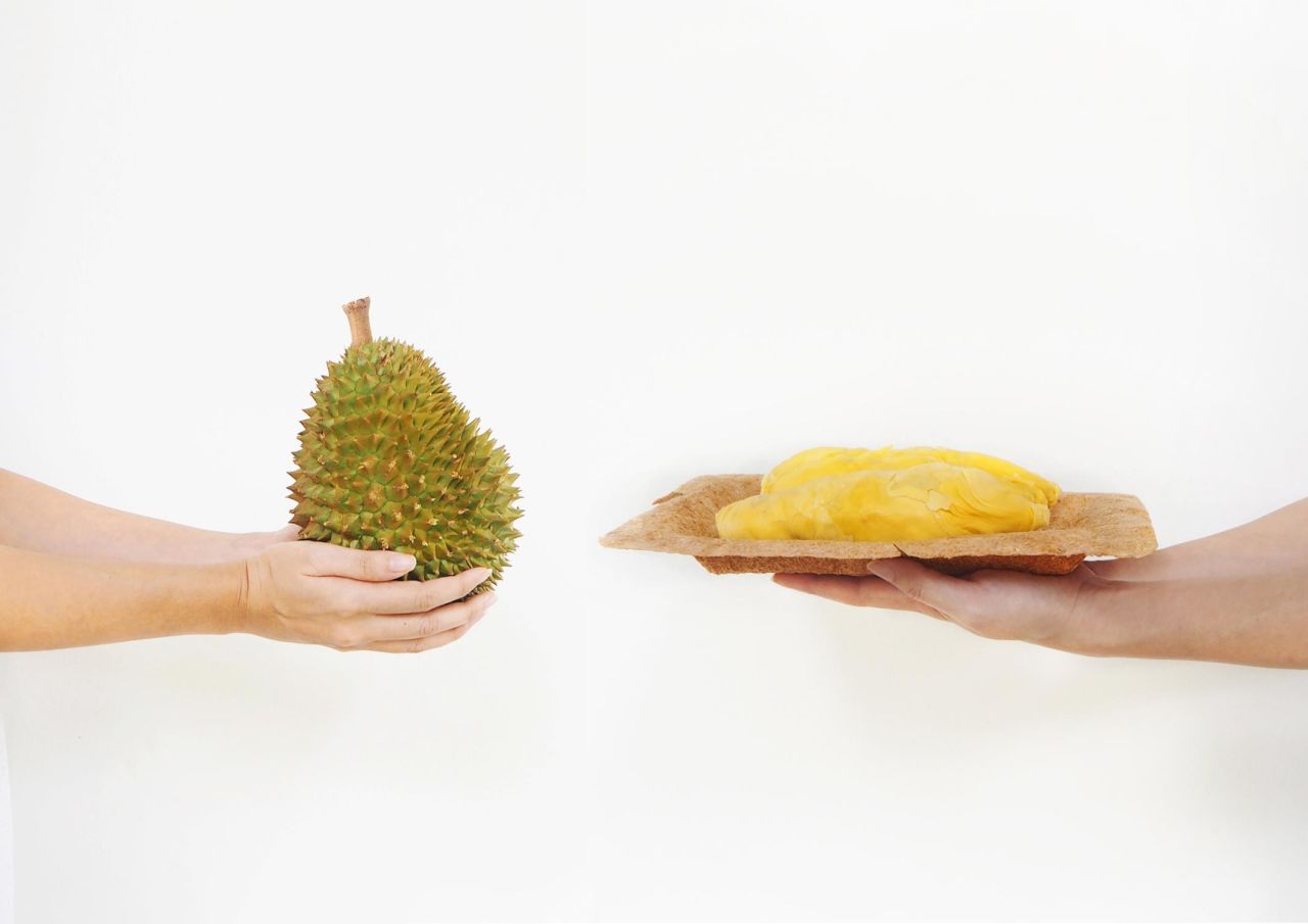 This is "For Durian, By Durian," a food packaging made from fruit.
