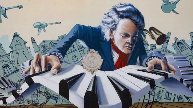 <strong>Beethoven anniversary:</strong> It's 250 years since the birth of musical genius Ludwig van Beethoven, and the places most closely associated with him are celebrating the anniversary with events and artworks like this street mural in Bonn. 