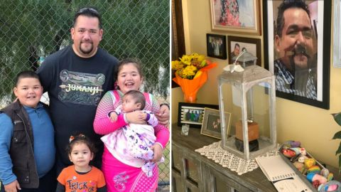 The family of Daniel Morales, pictured left (Credit: Minvera Morales), keeps his ashes in a small shrine, pictured on the right.(Credit: Dave Ruff/CNN) 