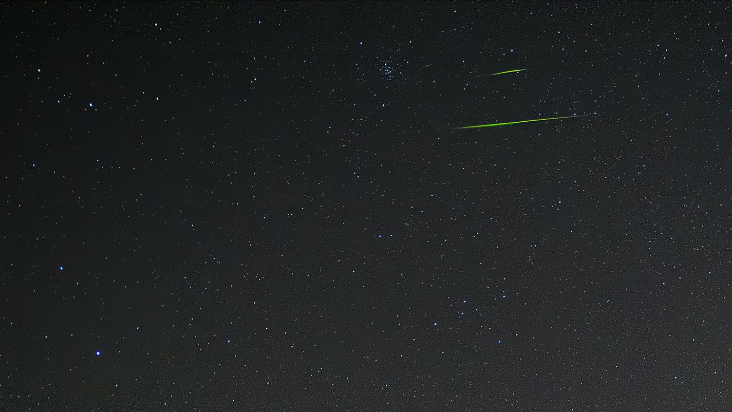 Sometimes the Leonid meteors can shoot across the sky in brilliant colors. The color of the meteor depends on the metal in the meteor, and for these green ones, it was likely magnesium, according to NASA. 