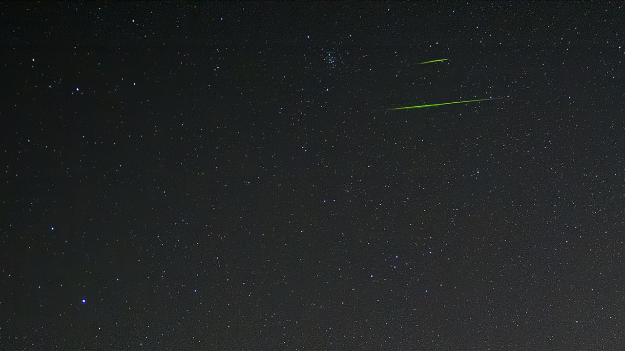 Sometimes the Leonid meteors can shoot across the sky in brilliant colors. The color of the meteor depends on the metal in the meteor, and for these green ones, it was likely magnesium, according to NASA. 