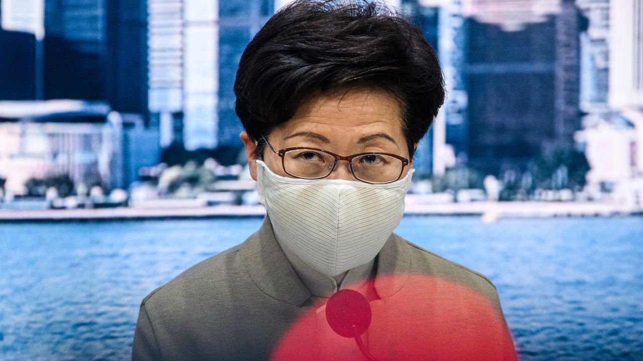Chief Executive Carrie Lam speaks during a press conference at the government headquarters in Hong Kong on November 11, 2020.