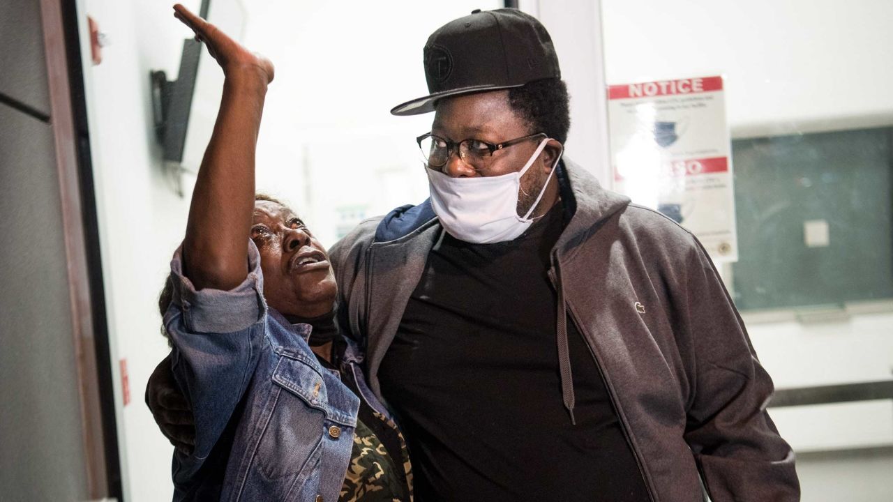 Joseph Webster greets his mother, Marie Burns, as he is released from prison in Nashville, Tennessee, on Nov. 10, 2020.