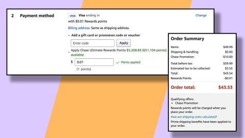 You'll need to apply at least 1 Chase point to your order in order to see the $10 discount.