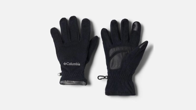 Mens Gents Hot Stuff Thermal Winter Warm Fleece Gloves With Strap Black 